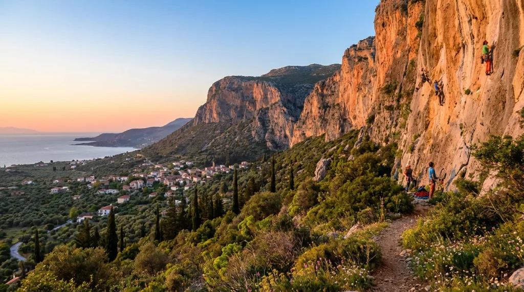 découvrez leonidio, le paradis des grimpeurs en grèce, réputé pour ses falaises majestueuses et ses paysages à couper le souffle, idéal pour toutes les aventures d'escalade.