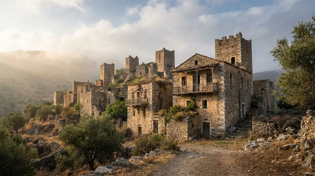 explorez váthia, le village fantôme du péloponnèse, et plongez dans l'histoire fascinante de ce lieu abandonné aux maisons en pierre et ses paysages pittoresques.