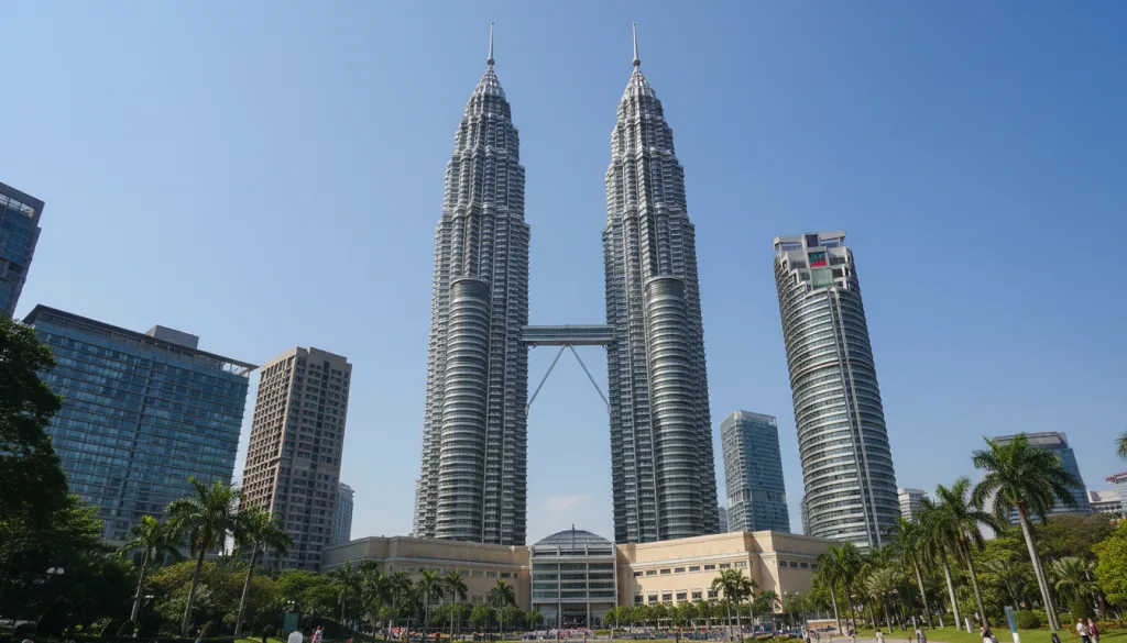 découvrez la tour petronas, symbole emblématique de kuala lumpur, s'élevant à 452 mètres d'imposante hauteur. explorez son architecture spectaculaire et son panorama unique.